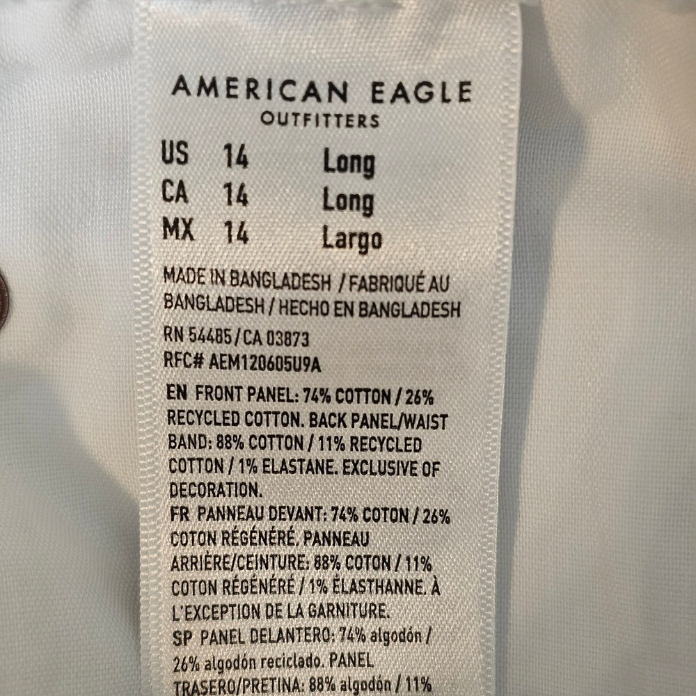 14 Long AE Strigid Embroidered Low-Rise Ex-Boyfriend Baggy Jean Eyelet White - Picture 14 of 14